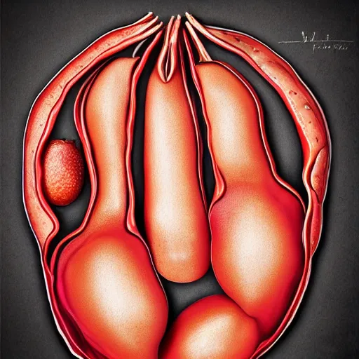 Prompt: cookbook illustrations of fruit that look like human body parts