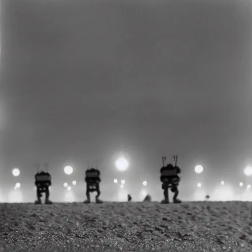 Prompt: analog photograph of robots storming the beach on d-day, big smoke clouds visible, sparks, film grain, depth of field, bokeh