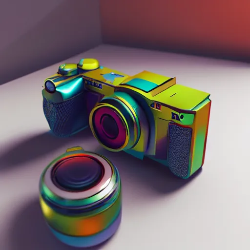 Prompt: Colorful Pentax camera, sketch, artstation, octane, soft render