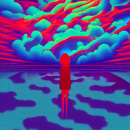 Image similar to psychedelic abstract digital artwork reminiscent of album covers from the 70\'s depicting clouds in the art style of Alena Aenami, Marcel Marcel and Metzinger