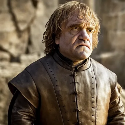 Prompt: Gerard Dépardieu as Tyrion Lannister, still from Game of Thrones, tv show, detailed, 4K