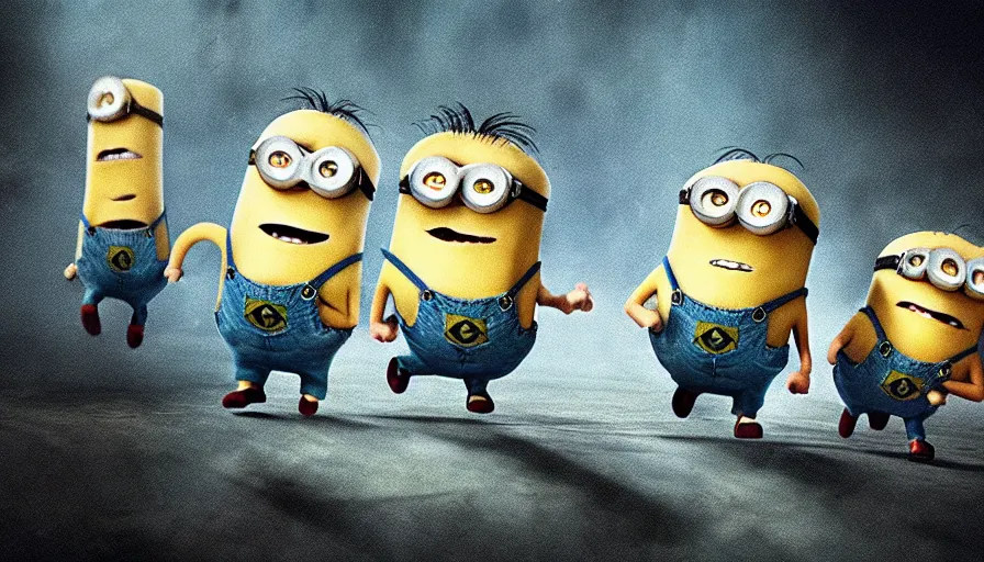 Image similar to fight club!!!, fight club!!! (((the minions))), movie still, cinematic