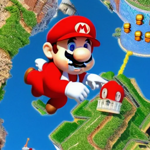 Image similar to photo of recursive super marios hundreds of marios holding up planet earth