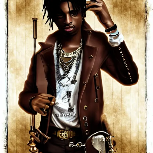 Image similar to playboi carti in steampunk style digital art 4 k the detailed super realistic