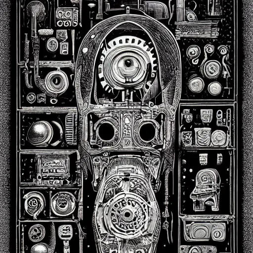 Image similar to ancient technology relic with glowing parts in the dark, by joe fenton