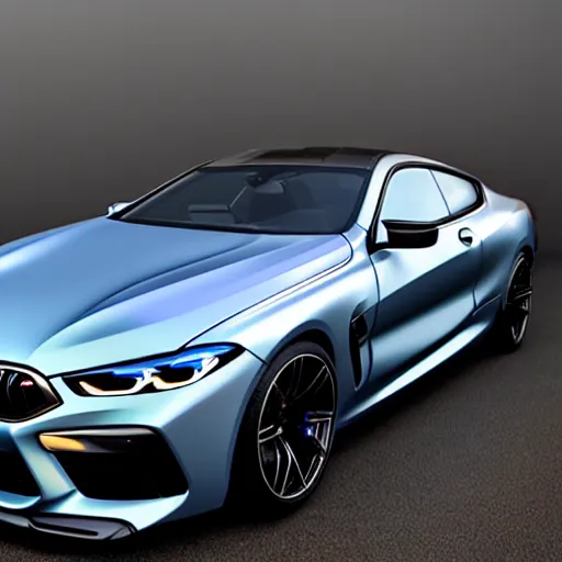 Prompt: ultra realistic bmw m 8 in pearlescent gun metal grey 8 k, photo, colourful lighting, n - 9