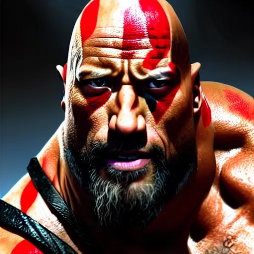 portrait painting of dwayne johnson as kratos, ultra | Stable Diffusion |  OpenArt
