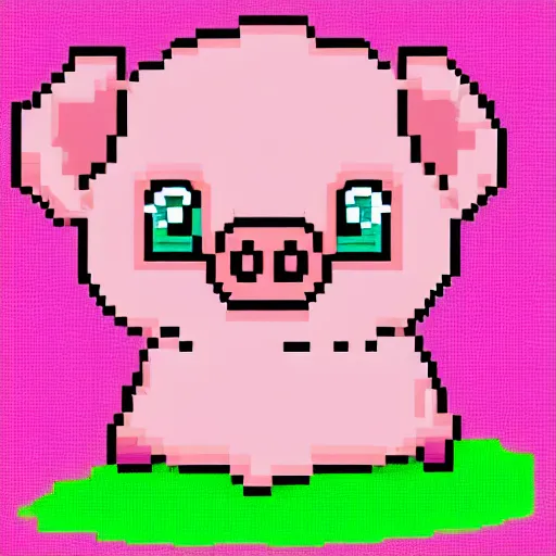 Image similar to cute adorable pig pixel art, trending on artstation, deviantart, pixiv