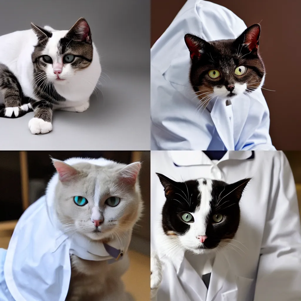 Prompt: The lab coat upon the cat