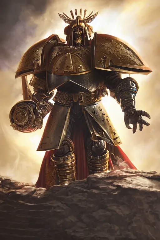 Image similar to armor portrait heros warhammer 4 0 k horus heresy fanart - the primarchs emperor by johannes helgeson animated with vfx concept artist & illustrator global illumination ray tracing hdr fanart arstation zbrush central hardmesh 8 k octane renderer comics stylized