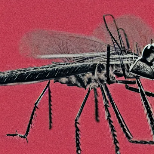 Prompt: huge mosquito sucks blood macro shoot, illustration,