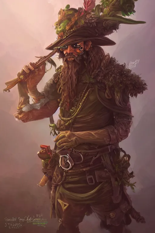 Image similar to fantasy plant pirate, highly detailed, digital art, sharp focus, trending on art station