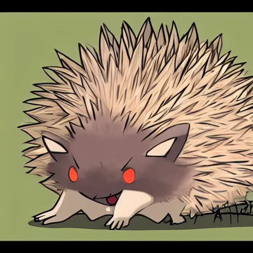 Prompt: A pokemon that looks like A hedgehog without thorns, clothed in a layer of sharp shadows ，Trending on art station. Unreal engine.