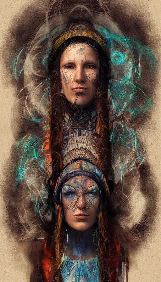 Prompt: portrait of a digital shaman, by cgsociety