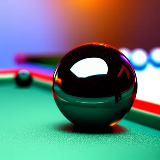 Image similar to a close - up shot of an 8 ball sitting on a pool table, digital art, highly detailed, realistic, bright colors, 8 k