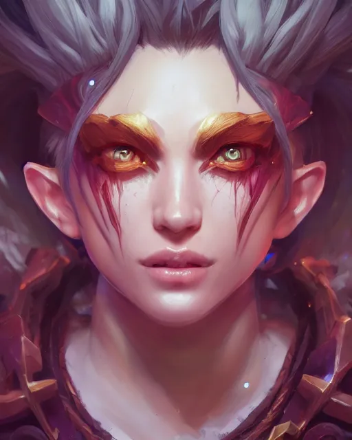 Image similar to league of legends portrait, au naturel, hyper detailed, digital art, trending in artstation, cinematic lighting, studio quality, smooth render, unreal engine 5 rendered, octane rendered, art style by klimt and nixeu and ian sprigger and wlop and krenz cushart.