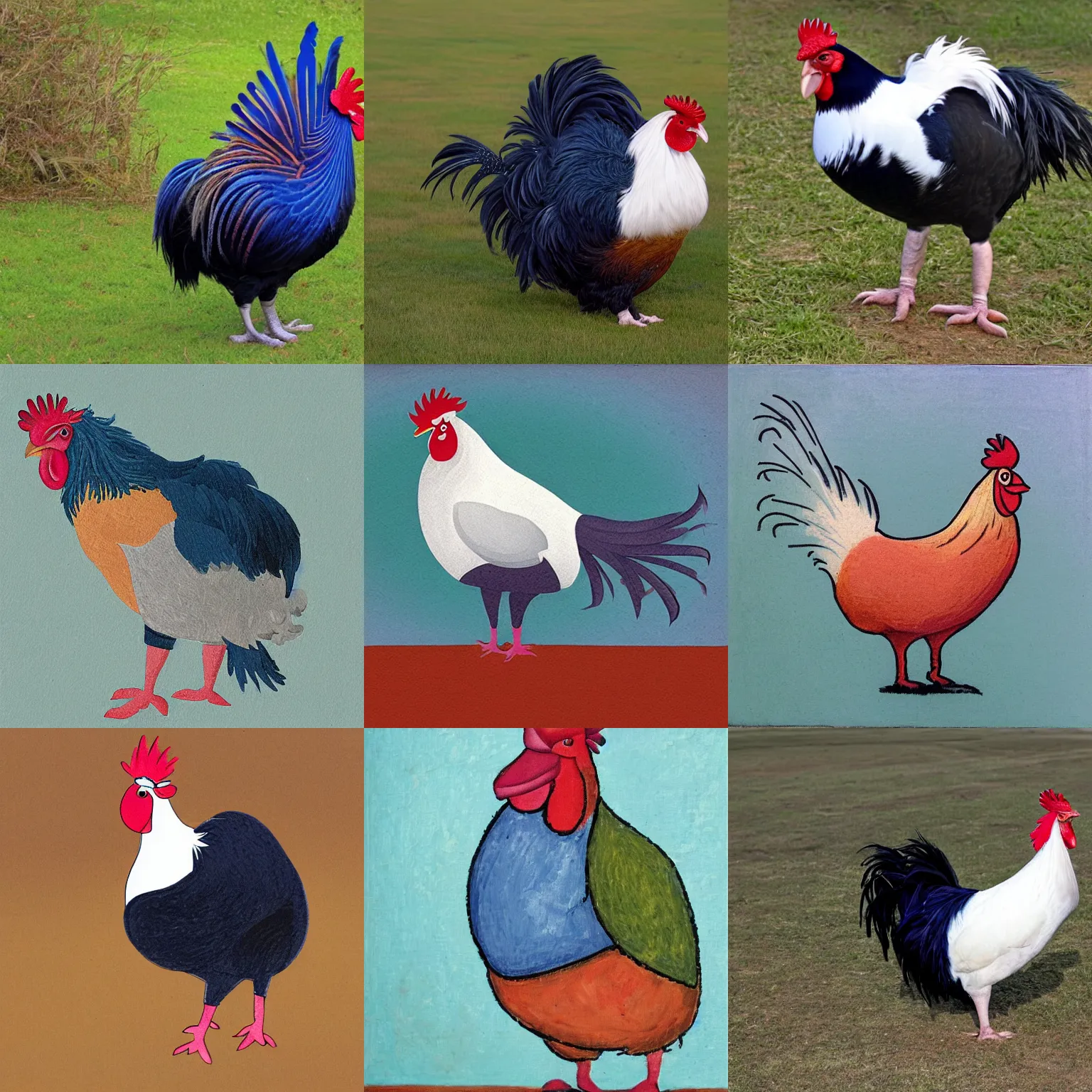 Prompt: an obese rooster