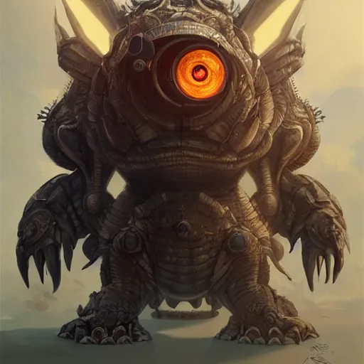 Prompt: a mechanical robot with camera lens eyes in the shape of a cute fat obese dragon, intricate, highly detailed, artstation, concept art, smooth, sharp focus, art by artgerm and greg rutkowski