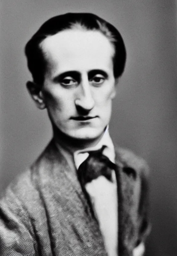 Image similar to a close - up casual photo of young marcel duchamp by irving penn, 1 9 2 0 s monochrome snapshot, graflex 4 x 5, f 1. 8, 3 5 mm, ilford delta 3 2 0 0 pro