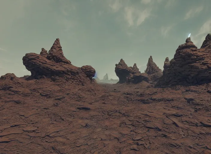 Image similar to a alien landscape in the style of midjourney, 8 k, unreal engine, zbrush,