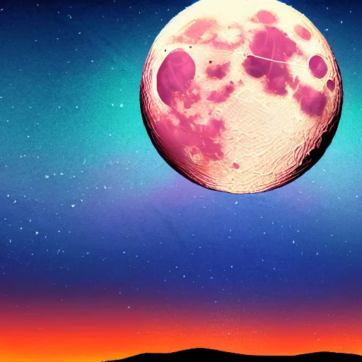 Prompt: the moon, retrowave epic art, trending in deviant art