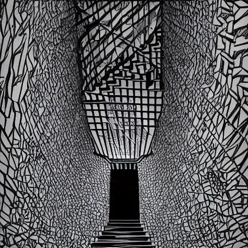 Prompt: a huge howling angry wolf in a huge bright maze of many doorways and lots of stairs, many doorways, inside MC Escher architecture, artstation, Junji Ito, epic composition, detailed background