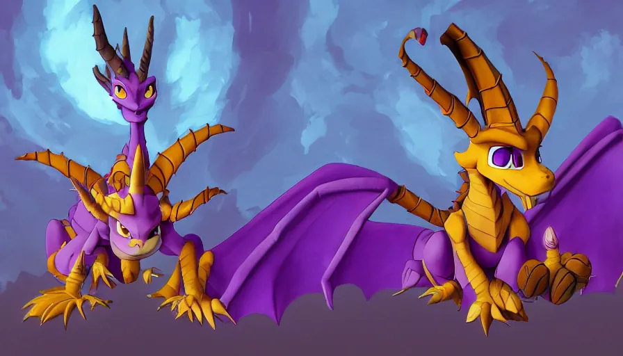 Prompt: Spyro the Dragon by Studio Ghibli, hyperdetailed, artstation, cgsociety, 8k