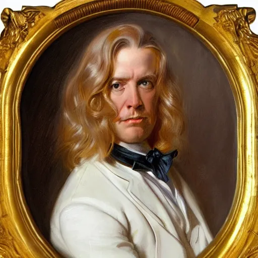 Image similar to a beautiful portrait of George Floyd with long golden blond hair gazing warmly at the viewer, golden hour, by J.C Leyendecker and Peter Paul Rubens