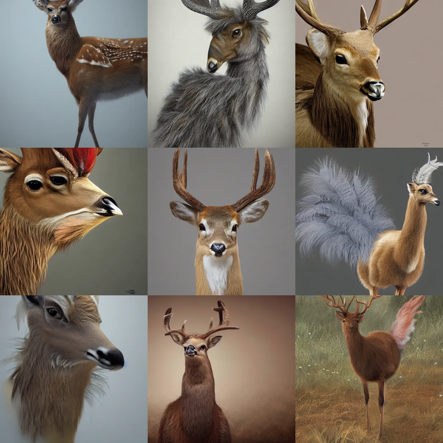 Prompt: a feathered deer with feathers for fur, national geographic, photo, nature photography, trending on artstation, highly detailed, full body, realistic