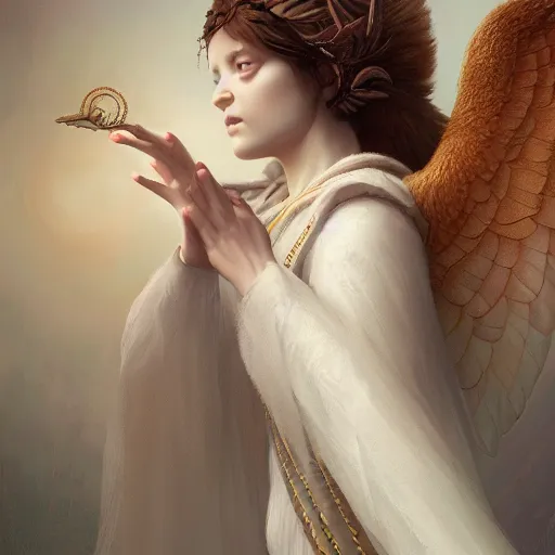 Prompt: A beautiful digital painting of a baby female Seraphim, princess, the moon behind her, intricate, cinematic lighting, highly detailed, digital painting, Artstation, concept art, smooth, sharp focus, illustration, art by Tom Bagshaw, Artgerm and Greg Rutkowski