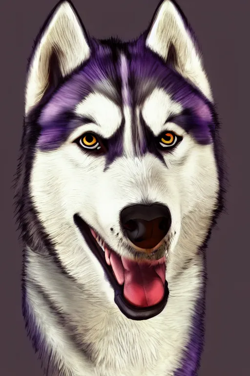Image similar to a portrait painting of a husky in cowboy costume in the style of anime, humanoid, personify, anthropomorphic, treniding on artstation