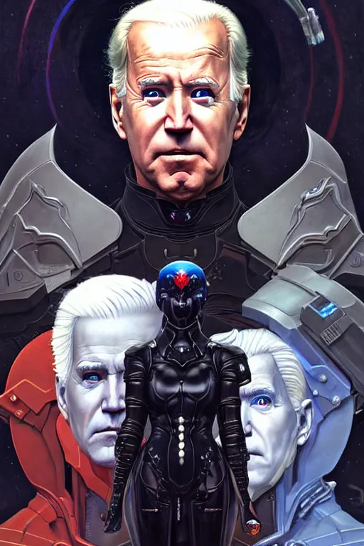 Image similar to portrait of joe biden goth cyborg with white hair in warhammer armor, art by kuvshinov ilya and wayne barlowe and gustav klimt and artgerm and wlop and william - adolphe bouguereau