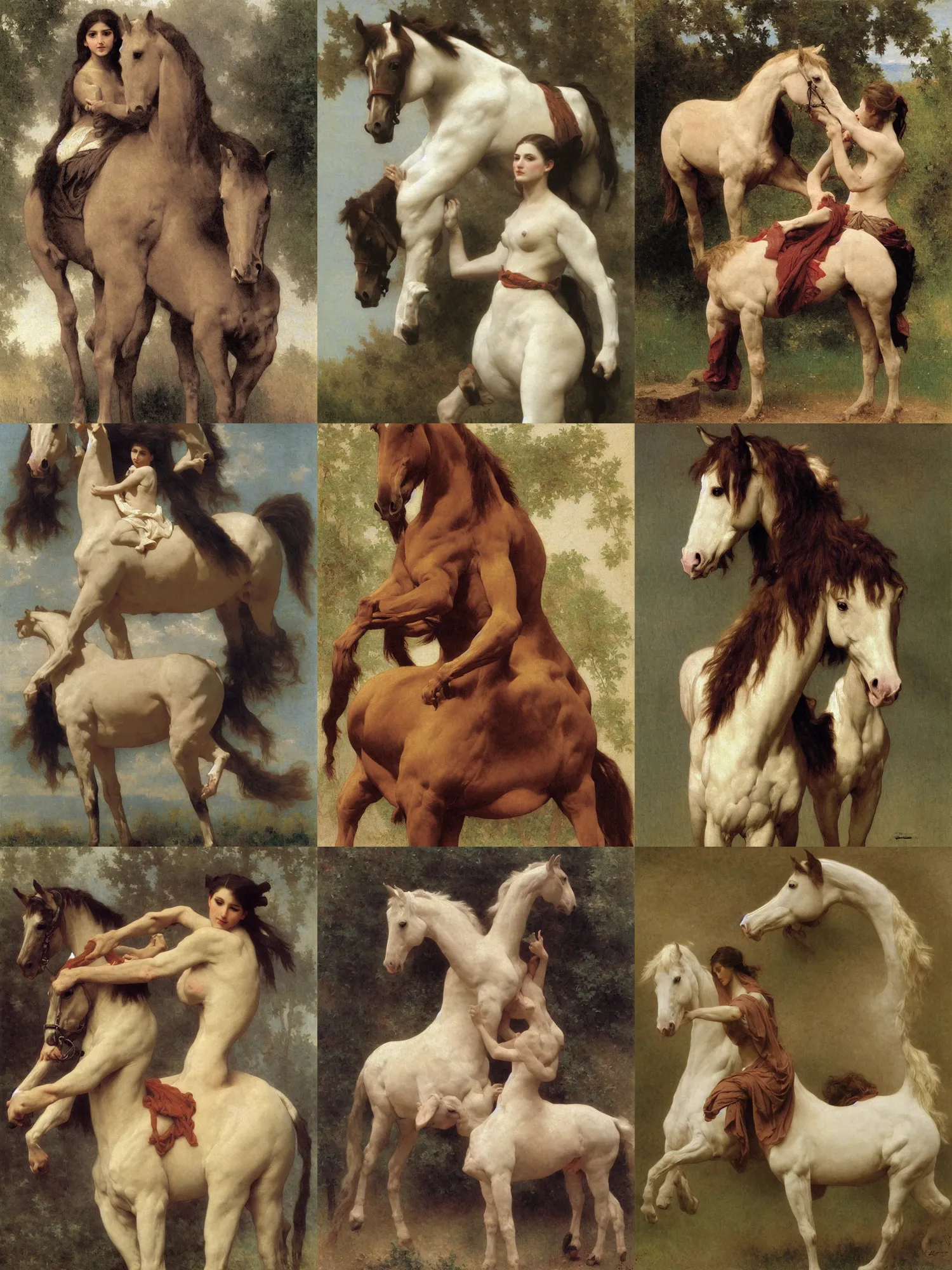 Prompt: horse made of fabric painting by bouguereau