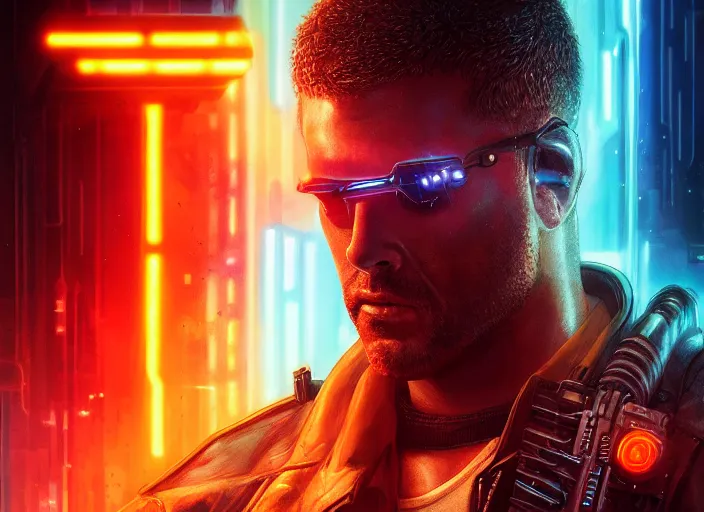 Image similar to cyberpunk bounty hunter ( blade runner 2 0 4 9, dystopian, cyberpunk 2 0 7 7 character design ). portrait by james gurney and laurie greasley, oil on canvas. cinematic, hyper realism, realistic proportions, dramatic lighting, high detail 4 k