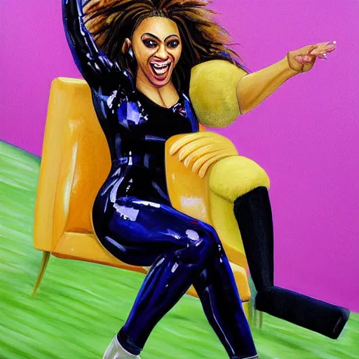 Image similar to detailed painting of nathan fielder as beyonce on the superbowl, sharp high quality