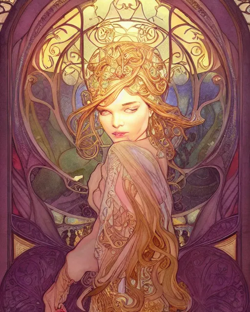 Image similar to a god, highly detailed, very intricate, art nouveau, gold filigree, romantic storybook fantasy, soft cinematic lighting, award - winning, disney concept art watercolor illustration by mandy jurgens and alphonse mucha and alena aenami, pastel color palette, featured on artstation