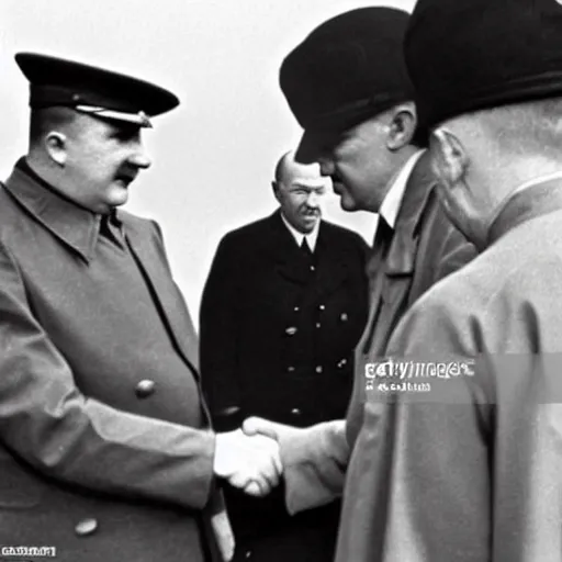 Image similar to Adolph Hitler meeting John Paul II, famous photo