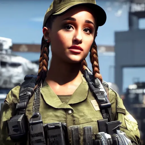 Image similar to Ariana Grande in Call of Duty, 4k