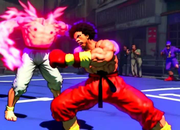 Image similar to eric andre in street fighter v ( 2 0 1 7 ), dynamic pose, official media, ps 4 in - game cinematic, 5 k