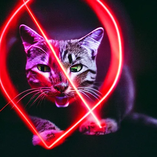 Image similar to photo of a cat with red laser beams shooting out of its eyes