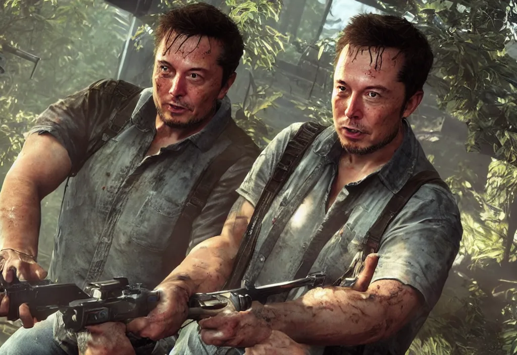 Image similar to elon musk in the last of us, elon musk in the video game in the last of us, gameplay screenshot, close up, 3 d rendering. unreal engine. amazing likeness. very detailed.