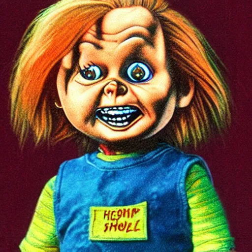 Image similar to Chucky from Child's Play drawn by Charles Schulz