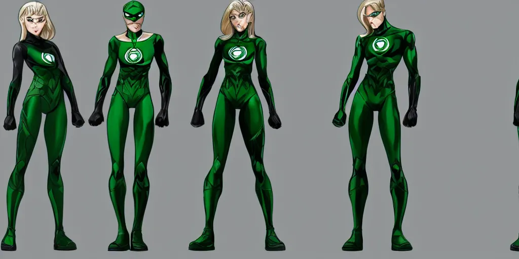 Image similar to full body exaggerated outfit, female green lantern character clean concepts by senior concept artist in the anime film, tech wear, streetwear, featured on artstation