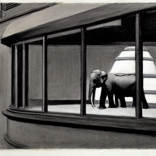 Prompt: elephant by Edward hopper