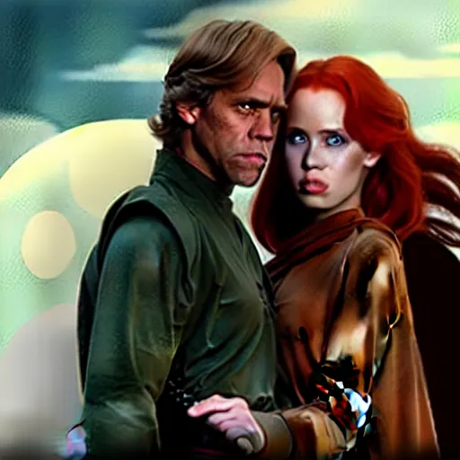 Image similar to mara jade and luke skywalker