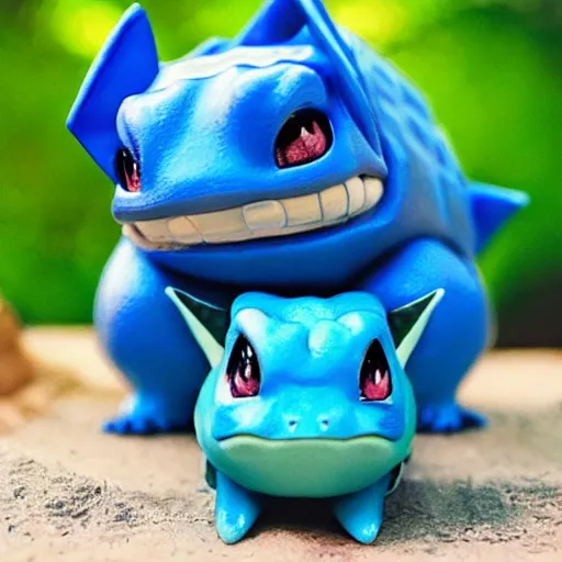 Prompt: a blue bulbasaur ~ water powers ~ realistic ~ trending ~ cinematic ~