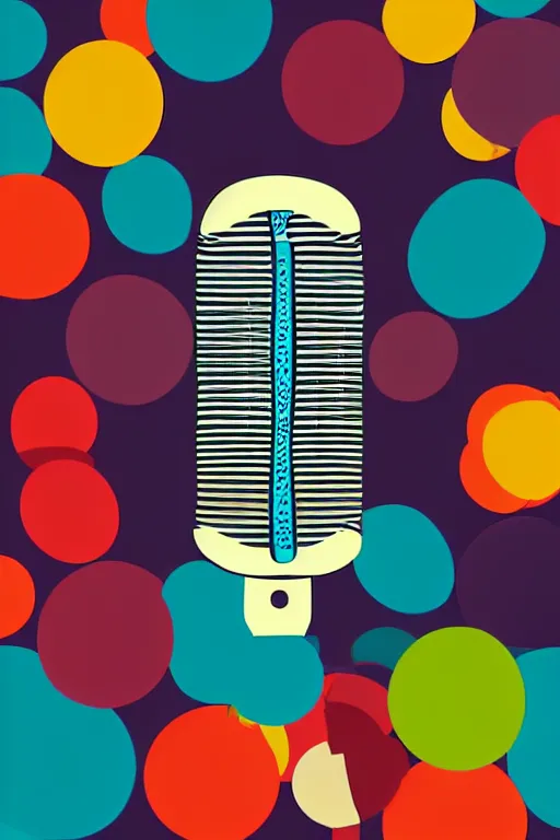 Image similar to minimalist boho style art of a colorful microphone, illustration, vector art