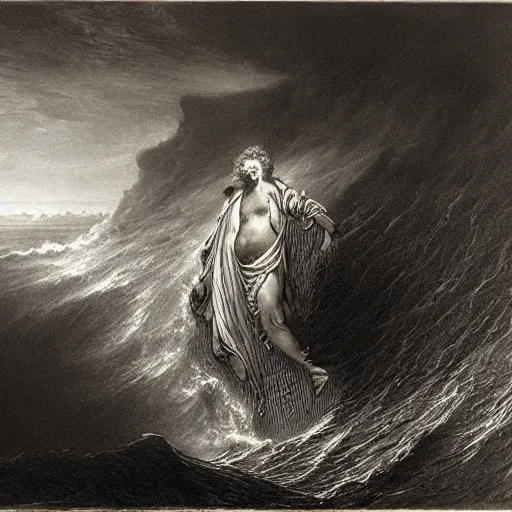 Image similar to Gustave Dore between the straits of fear