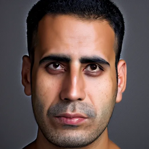 Prompt: headshot, portrait photo still of an average egyptian man, white background, 8 k, 8 5 mm f 1. 8