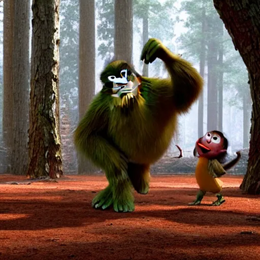 Prompt: kodachrome big foot forest pixar move still